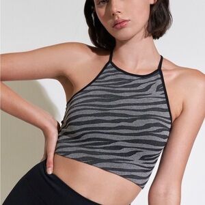 Nikibiki Black and Gray Zebra Print Crop Top One Size